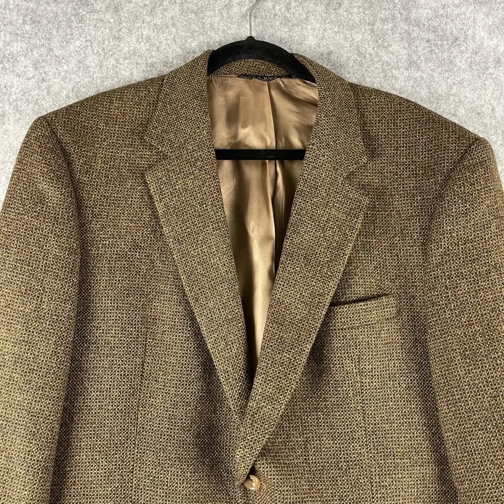 Jos A‎ Bank Wool Cashmere Tweed Blazer Sport Coat Jacket Mens 44R Brown 2 Button